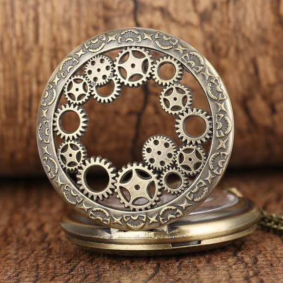 Gear Steampunk NEW Pocket Watch Antique Bronze Gears Retro - Picture 5 of 5